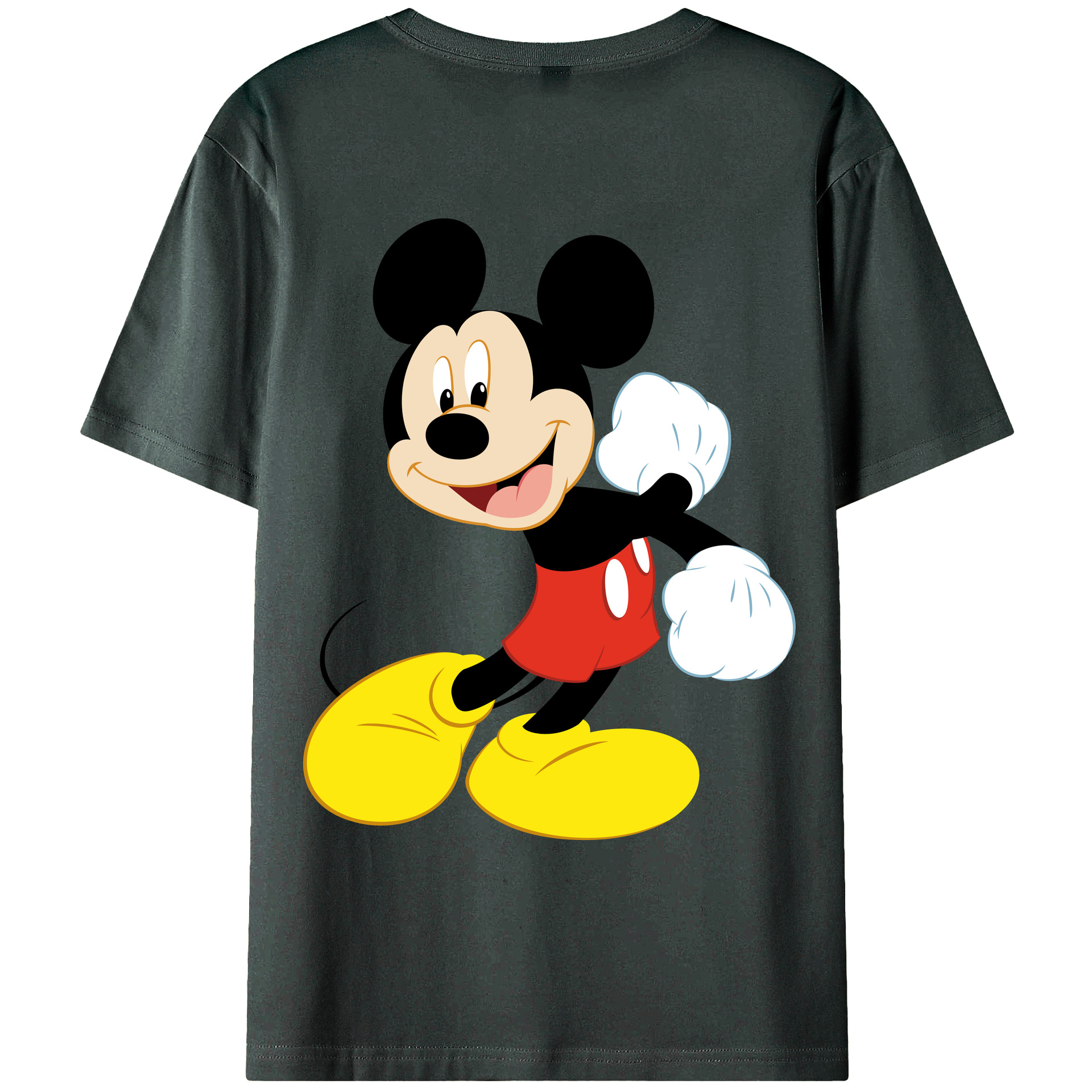 ミッキーマウス Mickey Mouse 綿100％ メンズ半袖Tシャツ（バックプリント） 通気性